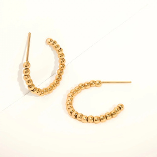 گوشواره طلا 18 عیار مدل میخی تمام گوی پیوسته - 01