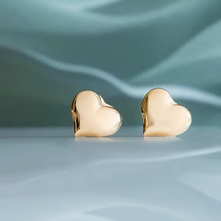 گوشواره طلا 18 عیار مدل میخی قلب دامله - 01