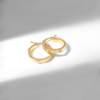 گوشواره طلا 18 عیار مدل کارتیه لاو برجسته ترکیبی - 01